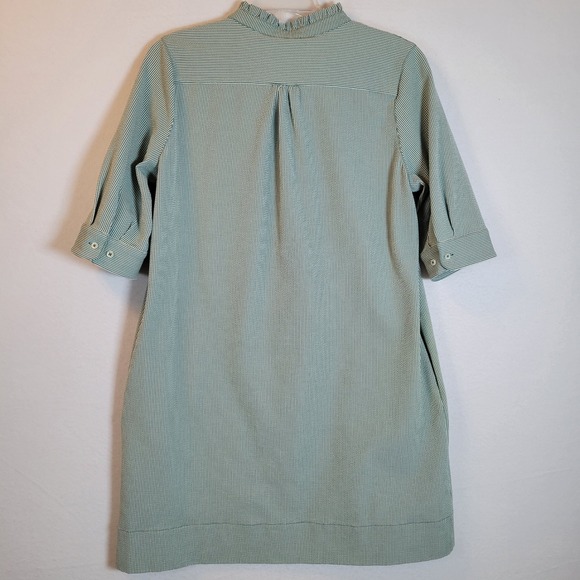 Ann Mashburn Womens Frill Striped Seersucker Shirt Dress Size Large Green - Picture 7 of 12